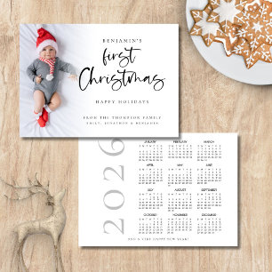 Baby First Christmas Photo 2026 Calendar Holiday Card