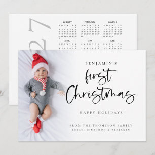 Baby First Christmas Photo 2027 Calendar Holiday Card