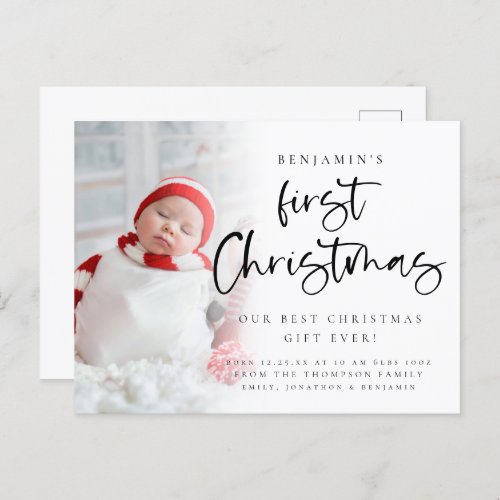 Baby First Christmas Photo Birth Announcement 