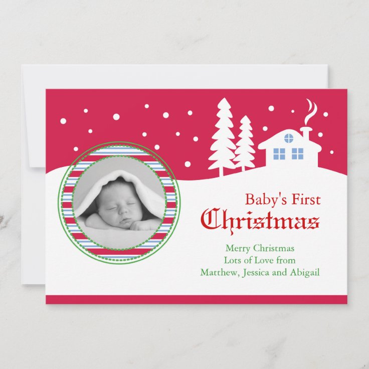 Baby First Christmas Photo Card Zazzle