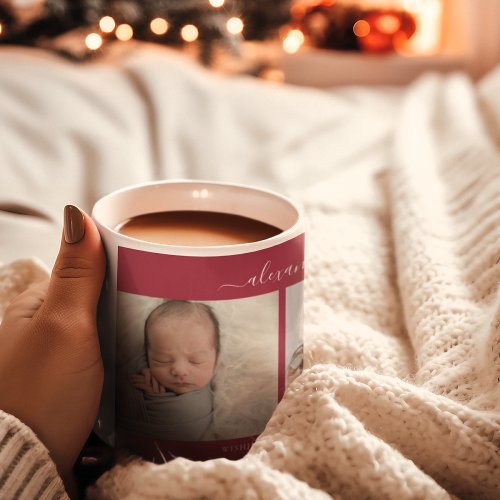 Baby First Christmas Photo Collage Red Coffee Mug