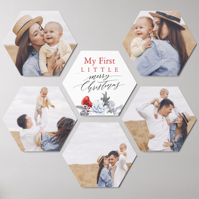 Baby First Christmas Photo  Foam Core Photo Tile (Front)