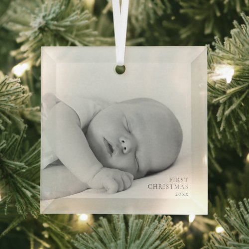 Baby First Christmas Photo Glass Keepsake Custom Ornament