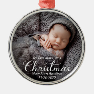 Baby First Christmas Photo  Metal Ornament