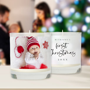 Baby First Christmas Photo Name Scented Candle