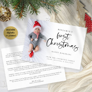 Baby First Christmas Photo Newletter  Holiday Card