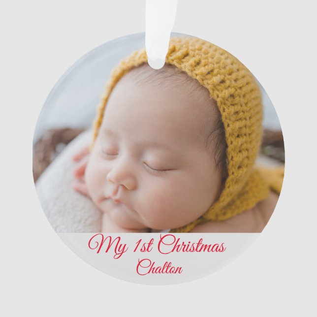 Baby First Christmas Photo Ornament (Front)