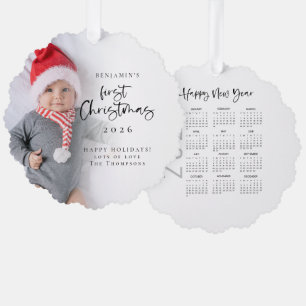 Baby First Christmas Photo Overlay 2027 Calendar Ornament Card