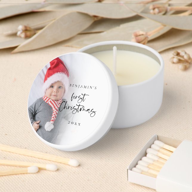 Baby First Christmas Photo Overlay  Mini Candle Favors (Insitu)