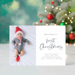 Baby First Christmas Photo Script Letterpress Photo Cards