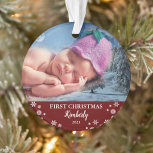 Baby first Christmas photo snowflakes Ornament