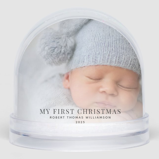 Baby First Christmas Photos Custom Snow Globe (Front)