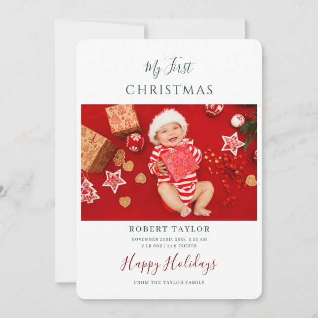 Baby First Christmas Photos Holiday Card (Front)