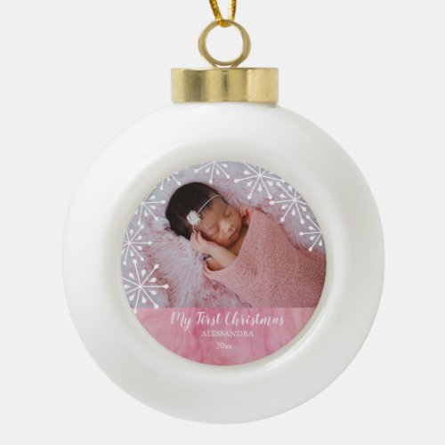 Baby First Christmas Pink Ceramic Ball Christmas O Ceramic Ball Christmas Ornament