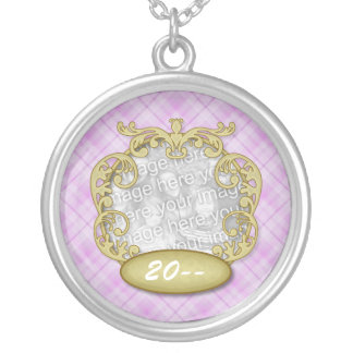 Baby First Christmas Purple Plaid Silver Plated Necklace