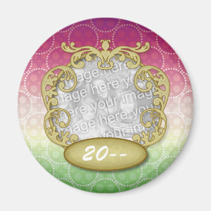 Baby First Christmas Red Green Yellow Dots Magnet