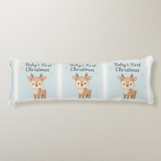 Baby first christmas reindeer cozy nursery body pillow (Front)