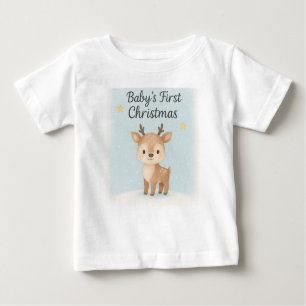Baby first christmas reindeer cute festive family baby T-Shirt