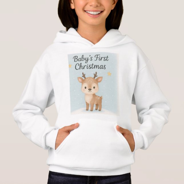 Baby first christmas reindeer cute winter  hoodie (Front)