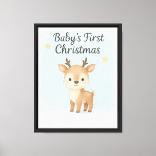 Baby first christmas reindeer nursery  canvas print