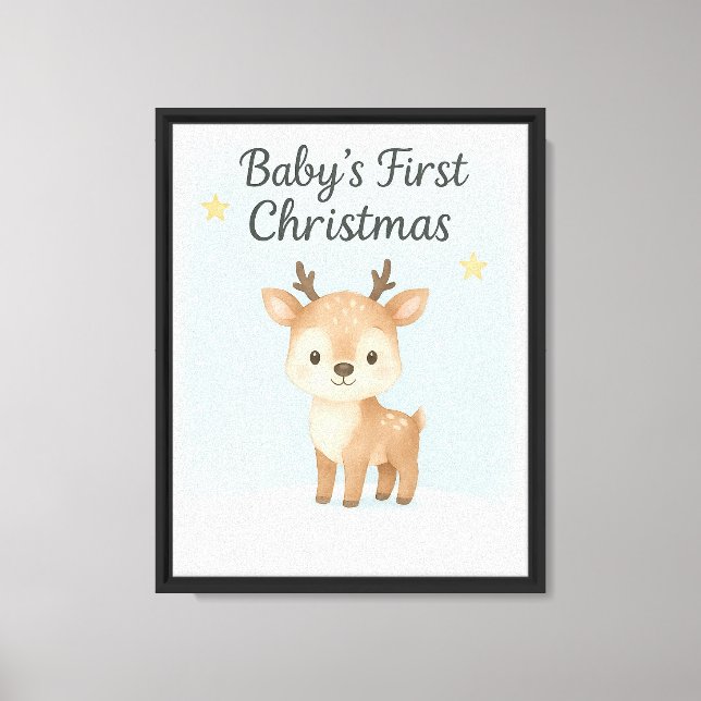 Baby first christmas reindeer nursery  canvas print (Front)