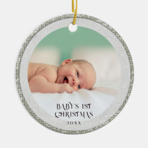 Baby First Christmas Rhinestones Tree Snowflakes Ceramic Ornament