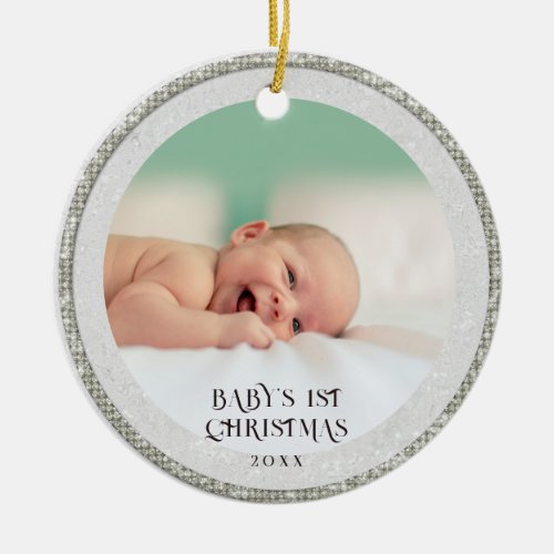 Baby First Christmas Rhinestones Tree Snowflakes Ceramic Ornament