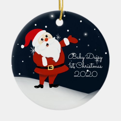 Baby First Christmas santa from grandparents Ceramic Ornament