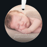 Baby First Christmas Snowflakes Stylish Chic Photo Ornament<br><div class="desc">Baby's First Christmas Whimsical Classic Calligraphy,  Elegant And Stylish White Snowflakes Photo Ornament.

Designed by fat*fa*tin. Easy to customize with your own text,  photo or image. For custom requests,  please contact fat*fa*tin directly. Custom charges apply.

www.zazzle.com/fat_fa_tin
www.zazzle.com/color_therapy
www.zazzle.com/fatfatin_blue_knot
www.zazzle.com/fatfatin_red_knot
www.zazzle.com/fatfatin_mini_me
www.zazzle.com/fatfatin_box
www.zazzle.com/fatfatin_design
www.zazzle.com/fatfatin_ink</div>