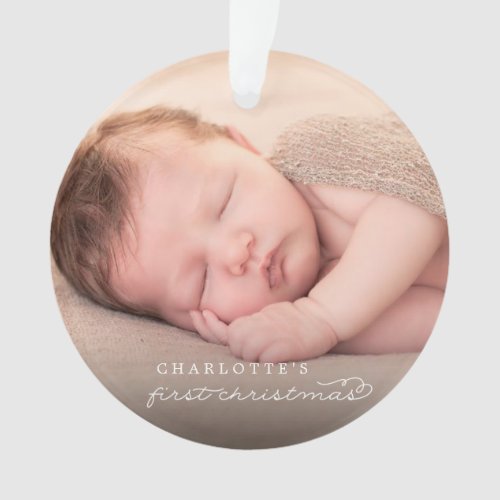 Baby First Christmas Snowflakes Stylish Chic Photo Ornament