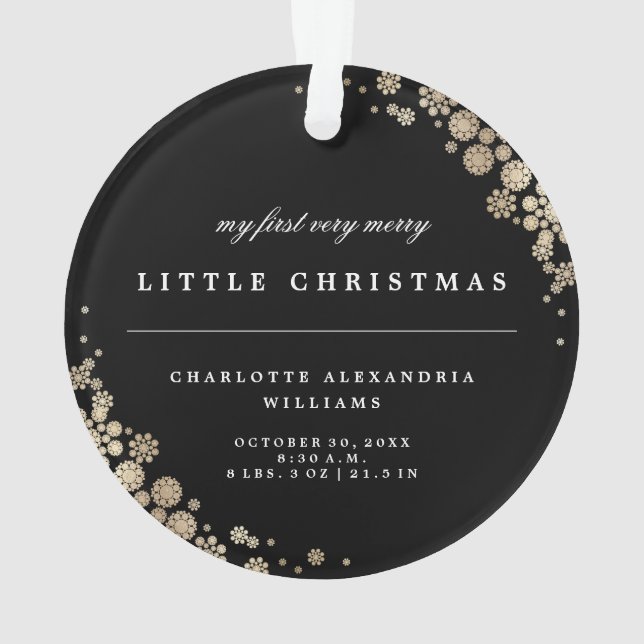 Baby First Christmas Snowflakes Stylish Chic Photo Ornament (Back)