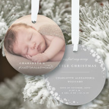 Baby First Christmas Snowflakes Stylish Chic Photo