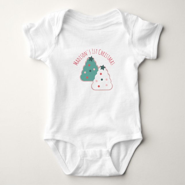 Baby First Christmas Tree Cookies Holiday Festive Baby Bodysuit (Front)