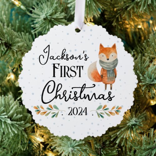 Baby first Christmas with Photo  Ornament Card