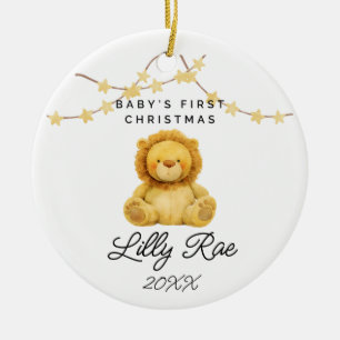 Baby First Christmas Woodland Animal Lion Unisex Ceramic Ornament