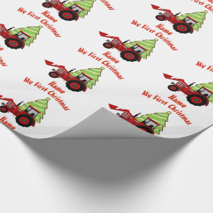 Baby FIRST Christmas WRAPPING RED TRACTOR Custom Wrapping Paper