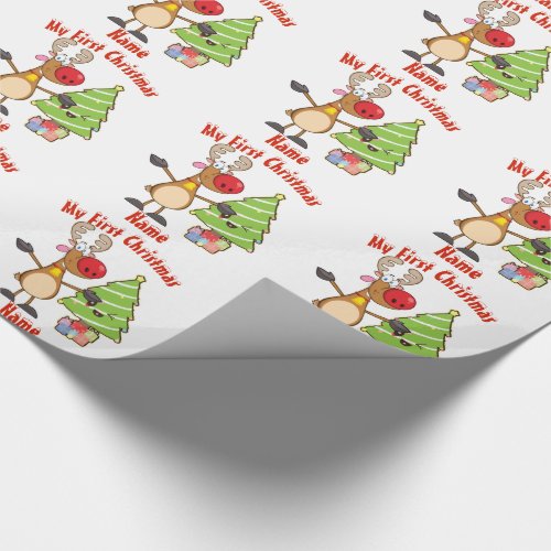 Baby FIRST Christmas WRAPPING Reindeer Custom Wrapping Paper