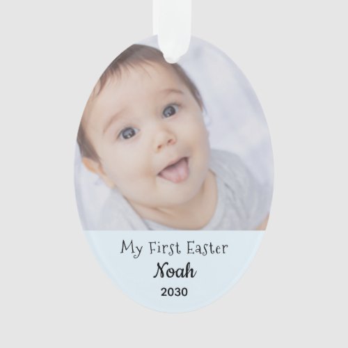 Baby First Easter Boy Photo Name Year Personalize Ornament