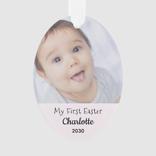 Baby First Easter Girl Photo Name Year Personaliz Ornament