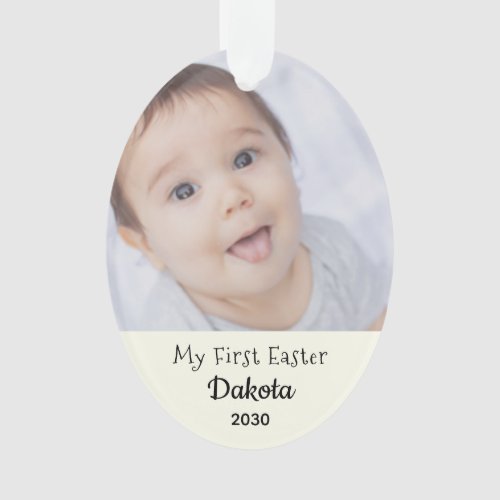Baby First Easter Photo Name Year Personalized Ornament