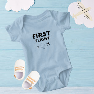 Baby FIRST FLIGHT, Cool Airplane, Travel,Cute Blue Bodysuit