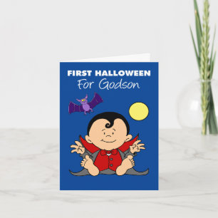 Baby First Halloween Godson Cartoon Vampire Holiday Card