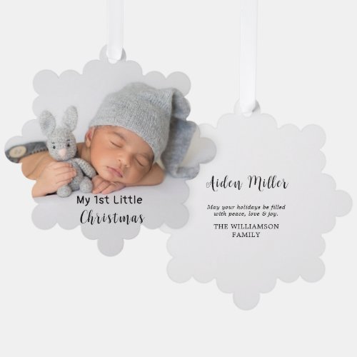 Baby First Little Christmas Photo  Ornament Card