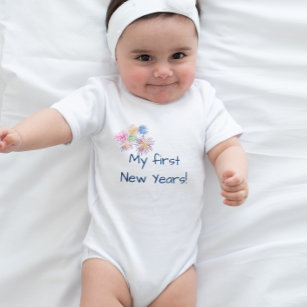 Baby First New Year's Day Eve Fireworks Baby Bodysuit