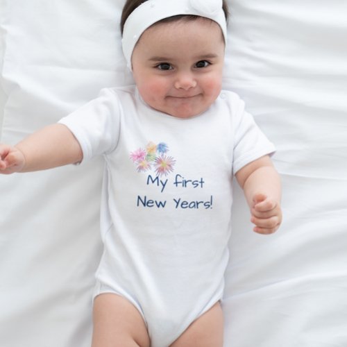 Baby First New Years Day Eve Fireworks Baby Bodysuit