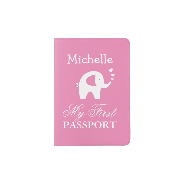 Baby first passport holder with cute elephant (Front)