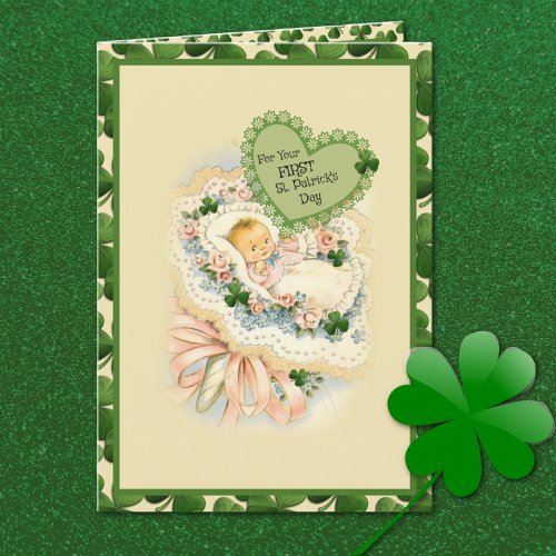 Baby First St Patricks Day Card Vintage