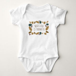 Baby First Thanksgiving Babys Name Is Thankful Baby Bodysuit
