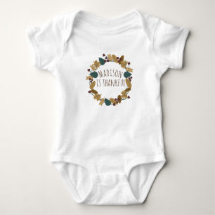 Baby First Thanksgiving Babys Name Is Thankful Bodysuit
