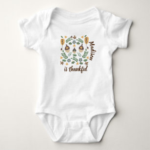 Baby First Thanksgiving Is Thankful Greenery Bodysuit